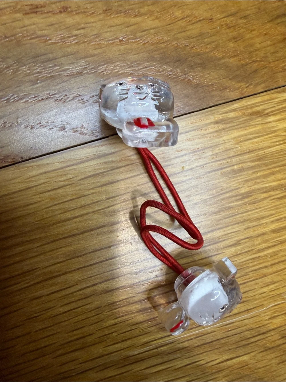 Vintage Hello Kitty Sanrio Clear Plastic Ponytail Holder Hair Tie Red Elastic